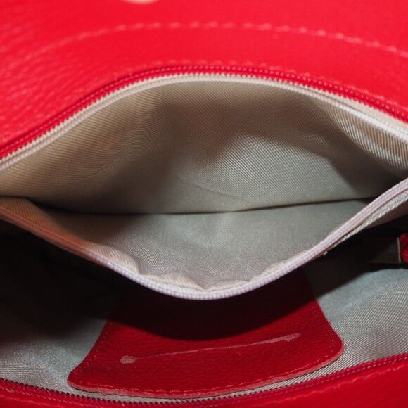 Massimo Castelli Croc Embossed Leather Purse Handbag Red 8.5"x10.5"x4.5" - Picture 9 of 15